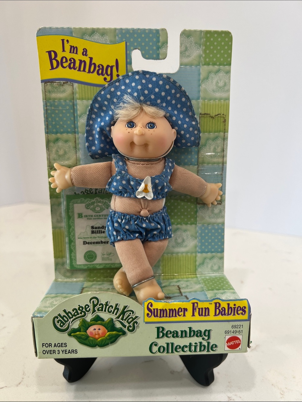 1999 Cabbage Patch Kids Summer Fun Babies Beanbag Collectible Sandy Billie